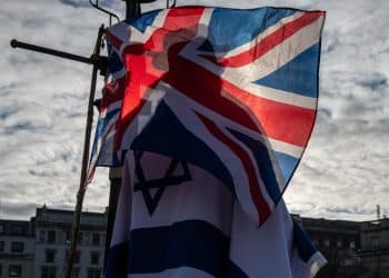 A Union flag and an Israel flag Complaint about UK Lawyers For Israel