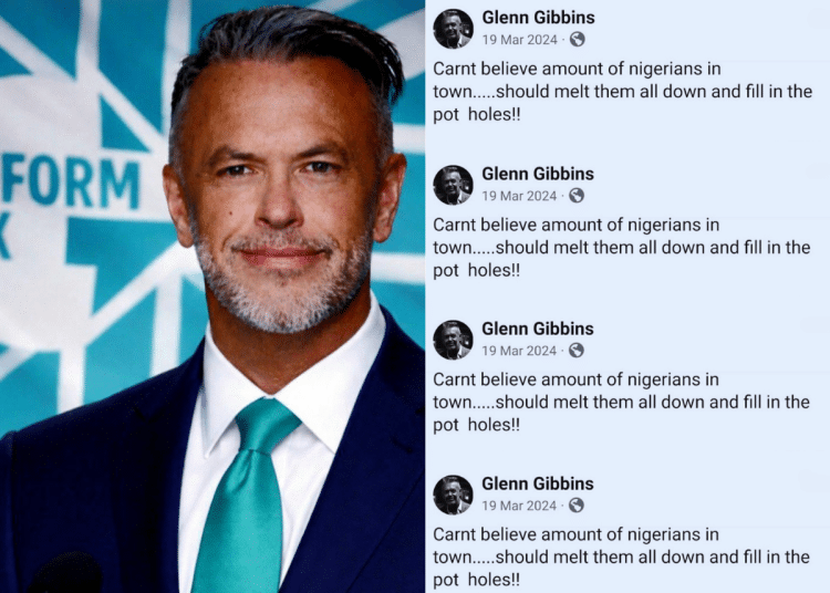 Reform UK suspends Glenn Gibbons over racist tweets