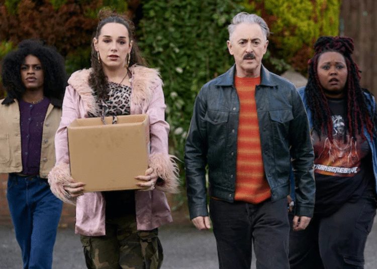 Four of the Tip Toe characters walk forwards in two rows - one holds a box at the front. The show ended during Pride Month on 7 June 2026