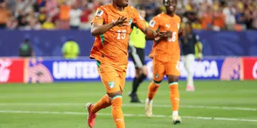 Ivory Coast v Ecuador: Group E - FIFA World Cup 2026 PHILADELPHIA, PENNSYLVANIA - JUNE 14: Amad Diallo #15 of Cote d'Ivoire celebrates scoring his team's first goal during the FIFA World Cup 2026 Group E match between Cote D'Ivoire and Ecuador at Philadelphia Stadium on June 14, 2026 in Philadelphia, Pennsylvania. (Photo by Dan Mullan/Getty Images)