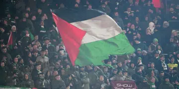 Celtic fans stand with Palestine