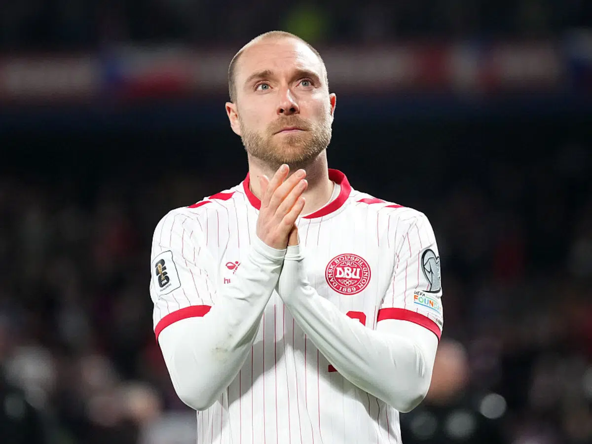 Christian Eriksen of Denmark applauds the crowd after the FIFA World Cup 2026 European Qualifiers KO play-offs match between Czechia and Denmark at EPET ARENA on March 31, 2026 in Prague, Czech Republic.