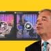 Nigel Farage in front of deepfakes of himself