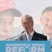 Nigel Farage with Elon Musk and Rupert Lowe behind him