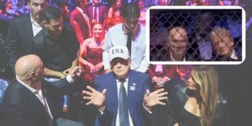 Images of Trump at America 250 UFC fight, including one of him seemingly asleep