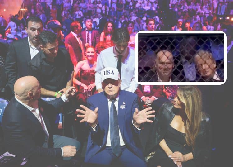 Images of Trump at America 250 UFC fight, including one of him seemingly asleep