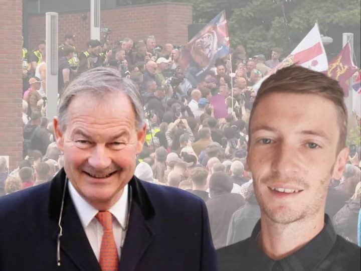 Rupert Lowe, Steve Laws, and a group of white rioters, Restore