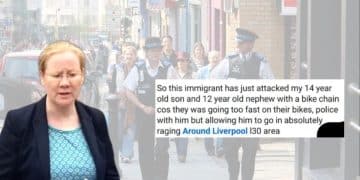 Digital creator Mersey Side police and a racist message containing misinformation
