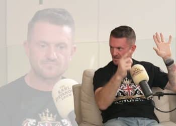 Images of Tommy Robinson in an interview