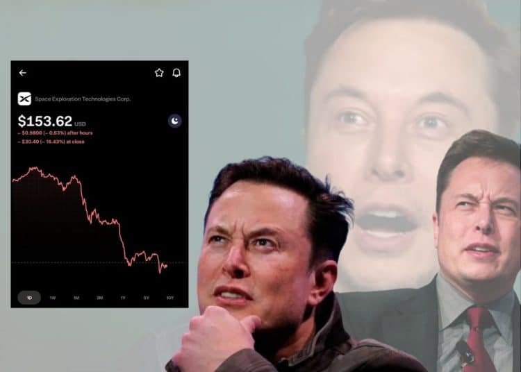 Elon Musk looking at SpaceX stock in freefall