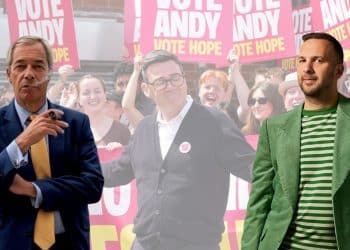 Nigel Farage, Andy Burnham, and Zack Polanski
