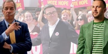 Nigel Farage, Andy Burnham, and Zack Polanski