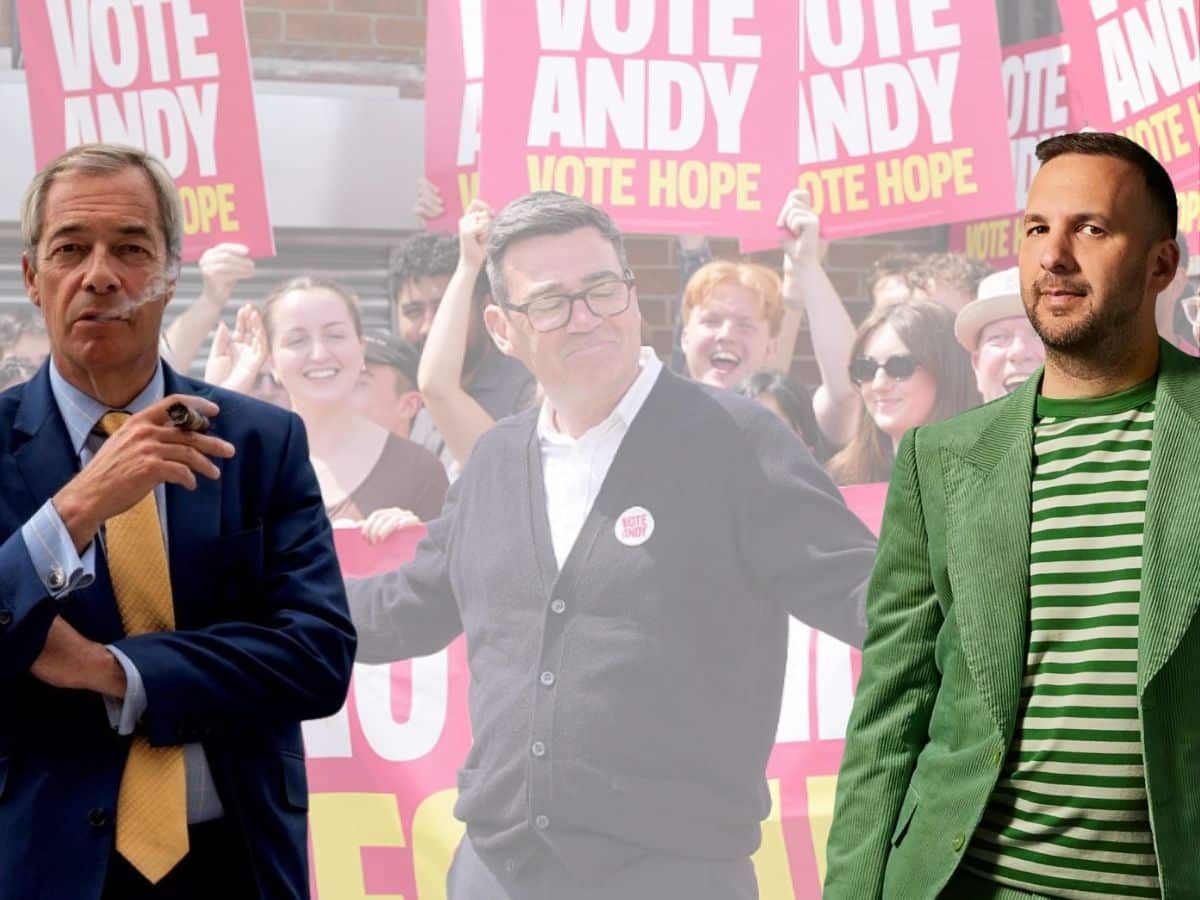 Nigel Farage, Andy Burnham, and Zack Polanski