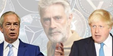 Nigel Farage, Boris Johnson, and Christopher Harborne