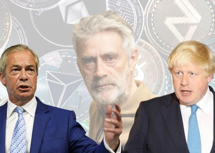 Nigel Farage, Boris Johnson, and Christopher Harborne