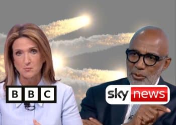 Victoria Derbyshire of the BBC and Trevor Phillips of Sky News