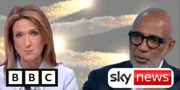 Victoria Derbyshire of the BBC and Trevor Phillips of Sky News