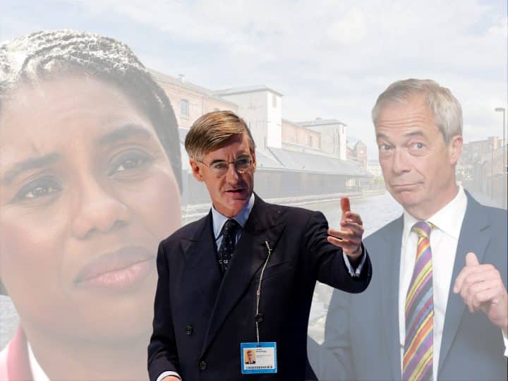 Reform Kemi Badenoch, Jacob Rees-Mogg, and Nigel Farage