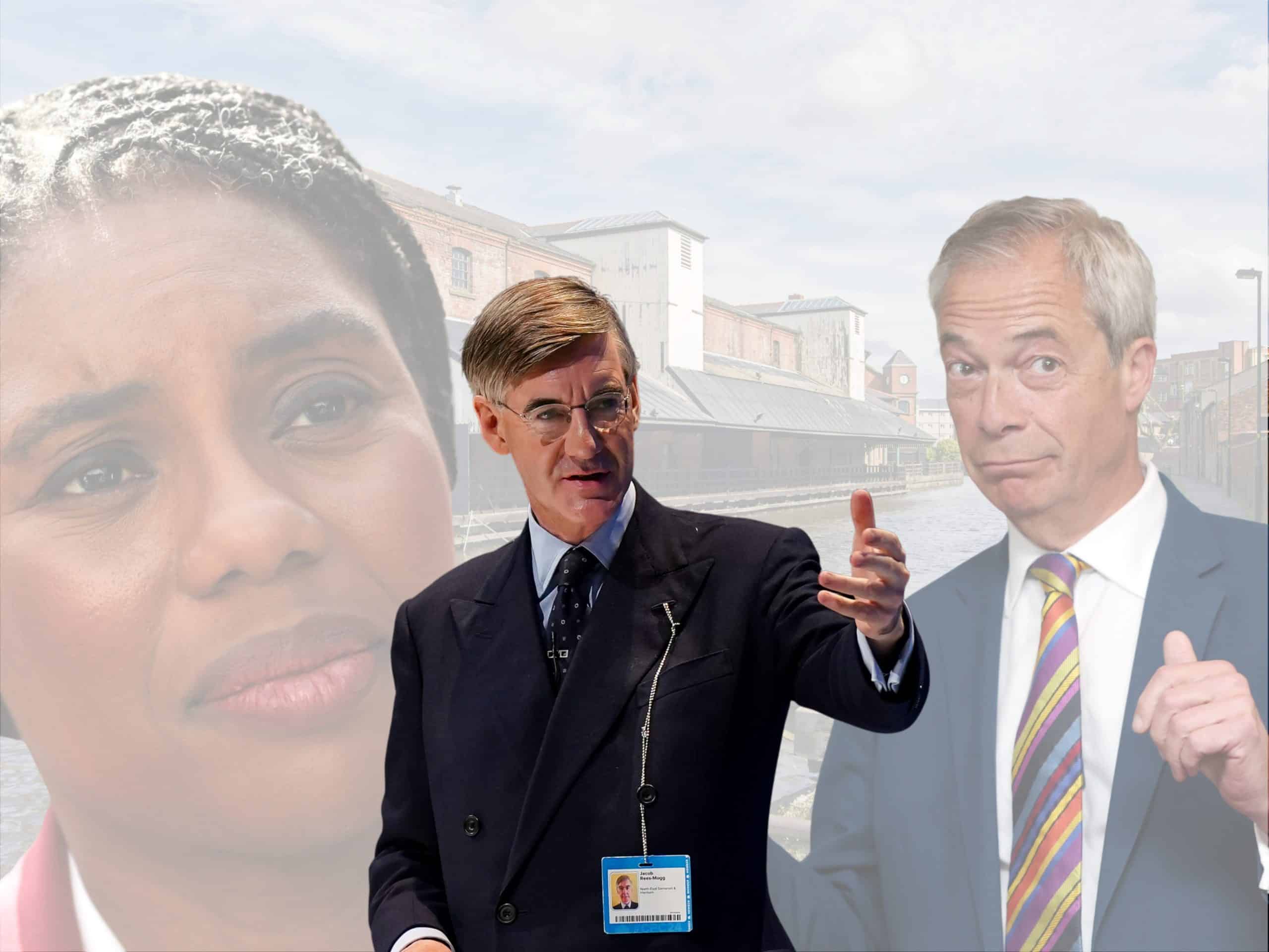 Reform Kemi Badenoch, Jacob Rees-Mogg, and Nigel Farage