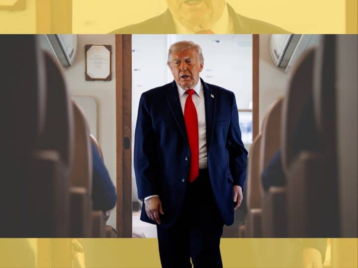 Donald Trump looking tired on Air Force One