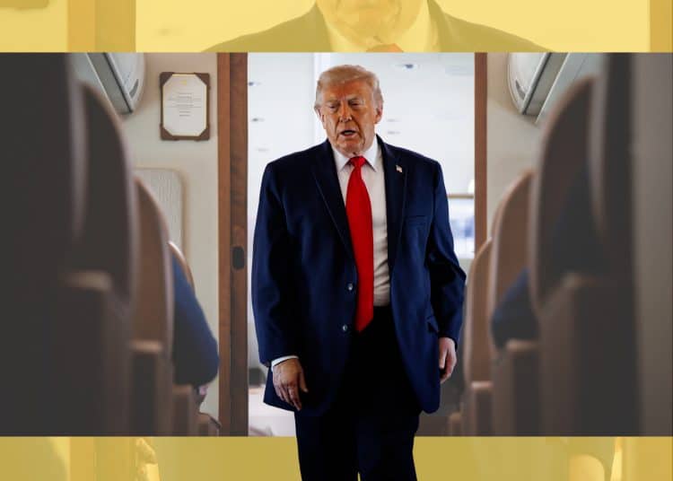 Donald Trump looking tired on Air Force One