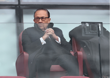 David Sullivan, Joint-Chair of West Ham United, in attendance prior to the Premier League match between West Ham United and Crystal Palace at London Stadium on 20 September 2025 in London