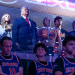 President Donald Trump with his grand daughter Kai Trump (L), Knicks owner James Dolan (3L), US Secretary of the Interior Doug Burgum (3R) and Environmental Protection Agency director Lee Zeldin (2R) attend Game Three of the NBA Finals between the San Antonio Spurs and the New York Knicks at Madison Square Garden in New York on 8 June 2026.