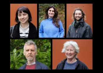Composite image from individual portraits of the Heathrow Five
