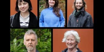 Composite image from individual portraits of the Heathrow Five