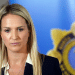 Helen McEntee, Ireland defence minister, looks towards the ground