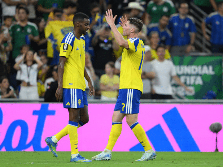 Sweden v Tunisia: Group F - FIFA World Cup 2026 MONTERREY, MEXICO - JUNE 14: Viktor Gyokeres #17 of Sweden celebrates scoring his team's third goal during the FIFA World Cup 2026 Group F match between Sweden and Tunisia at Monterrey Stadium on June 14, 2026 in Monterrey, Mexico. (Photo by David Ramos/Getty Images)