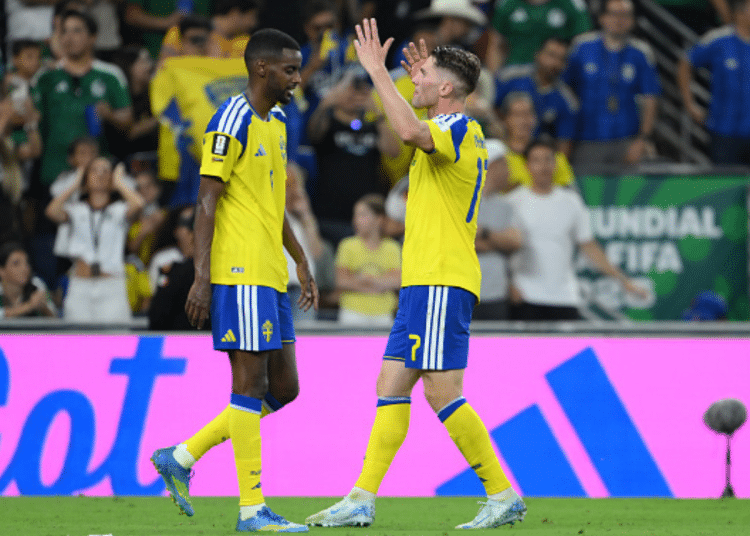 Sweden v Tunisia: Group F - FIFA World Cup 2026 MONTERREY, MEXICO - JUNE 14: Viktor Gyokeres #17 of Sweden celebrates scoring his team's third goal during the FIFA World Cup 2026 Group F match between Sweden and Tunisia at Monterrey Stadium on June 14, 2026 in Monterrey, Mexico. (Photo by David Ramos/Getty Images)