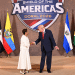 U.S. President Donald Trump greets Kamla Persad-Bissessar, SC, MP, Prime Minister of the Republic of Trinidad and Tobago, as he hosts “The Shield of the Americas Summit ,“ a gathering with heads of state and government officials from 12 countries in the Americas at the Trump National Doral Golf Club on March 7, 2026 in Doral, Florida. The White House describes the gathering as a landmark summit aimed at reshaping regional alliances and reinforcing U.S. influence in the Western Hemisphere.
