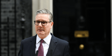 Keir Starmer delivering his resignation speech outside No.10 on 22 June