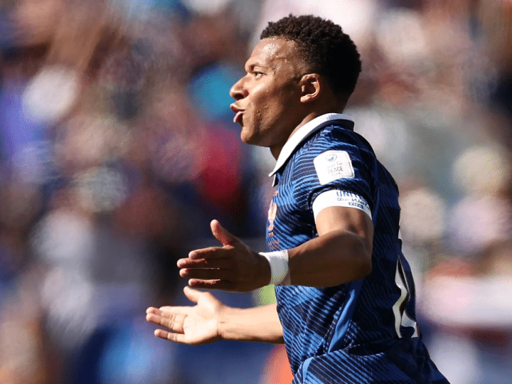 Kylian Mbappe scores two