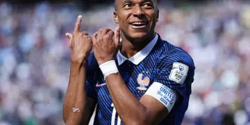 kylian mbappe celebrates at the world cup
