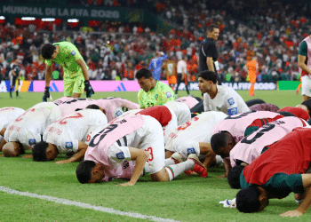 Morocco fall in sujood, after becoming first African team to beat the Netherlands in the World Cup