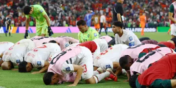 Morocco fall in sujood, after becoming first African team to beat the Netherlands in the World Cup