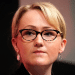 Rebecca Long-Bailey, pictured in March 2020, when she was then Shadow Secretary of State for Business, looks on during the last Labour Party Leadership hustings at Dudley Town Hall, West Midlands. Her expression is determined and she’s straight-faced.