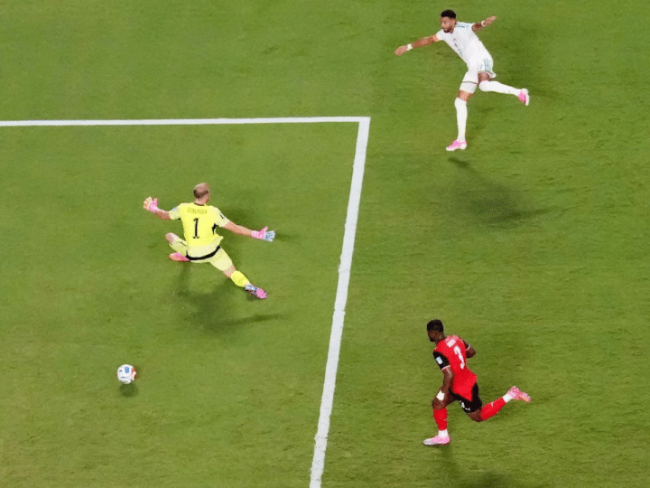 Algeria vs Austria in Kansas City for the 2026 World Cup. Riyad Mahrez equalises.