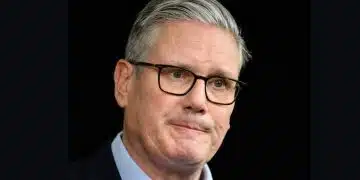 Illustrative image of Keir Starmer looking glum Labour members want ban on arms to Israel