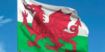 Wales flag independence march