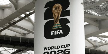 A general view of FIFA World Cup 2026 signage at SoFi Stadium on May 24, 2026 in Los Angeles, California.