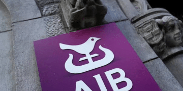Signage for Allied Irish Banks (AIB) on one of its buildings in Galway, Ireland, 9 September 2020