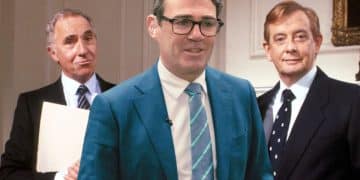 Composite image showing Andy 'King of the North' Burnham with Sir Humphrey Appleby and Bernard Woolley from 'Yes Prime Minister'