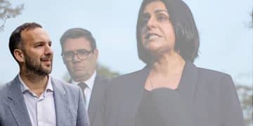 Zack Polanski of the Green Party and Andy Burnham and Shabana Mahmood of the Labour Party