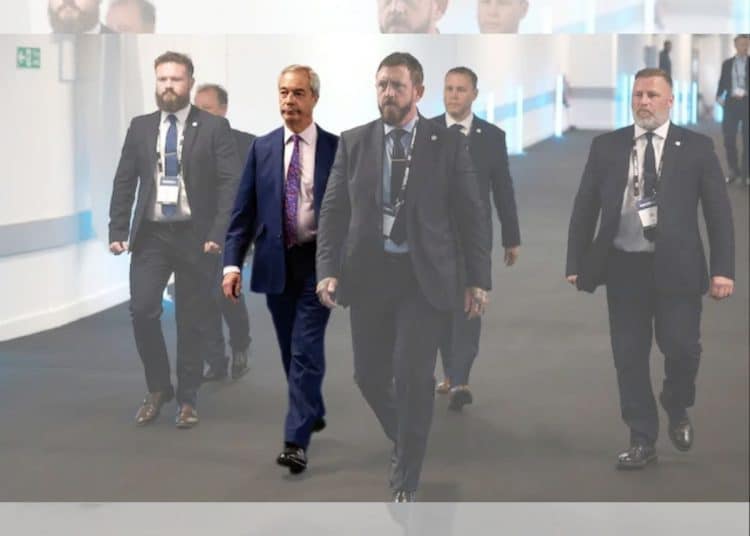 Nigel Farage and his security team