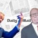 Nigel Farage of Reform uK, Rupert Murdoch, and the Daily Mail logo
