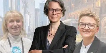 Geraldine Coggins of the Green Party, Bev Coggins of Labour, and Sian Astley of Reform UK, Greater Manchester mayor race