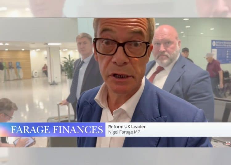 Nigel Farage shouting at a journalist
